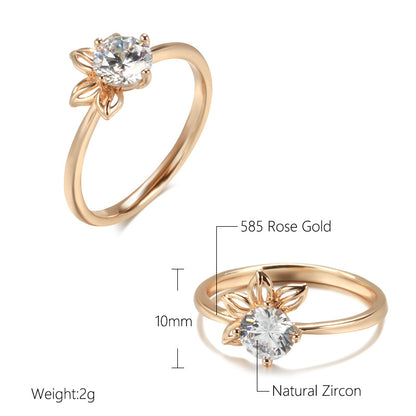 Fashionable Rose Gold Petal Ring For Women