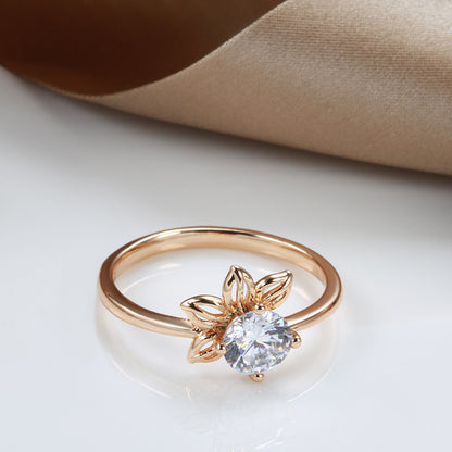 Fashionable Rose Gold Petal Ring For Women