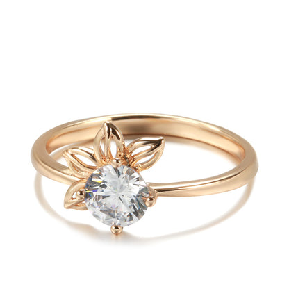 Fashionable Rose Gold Petal Ring For Women